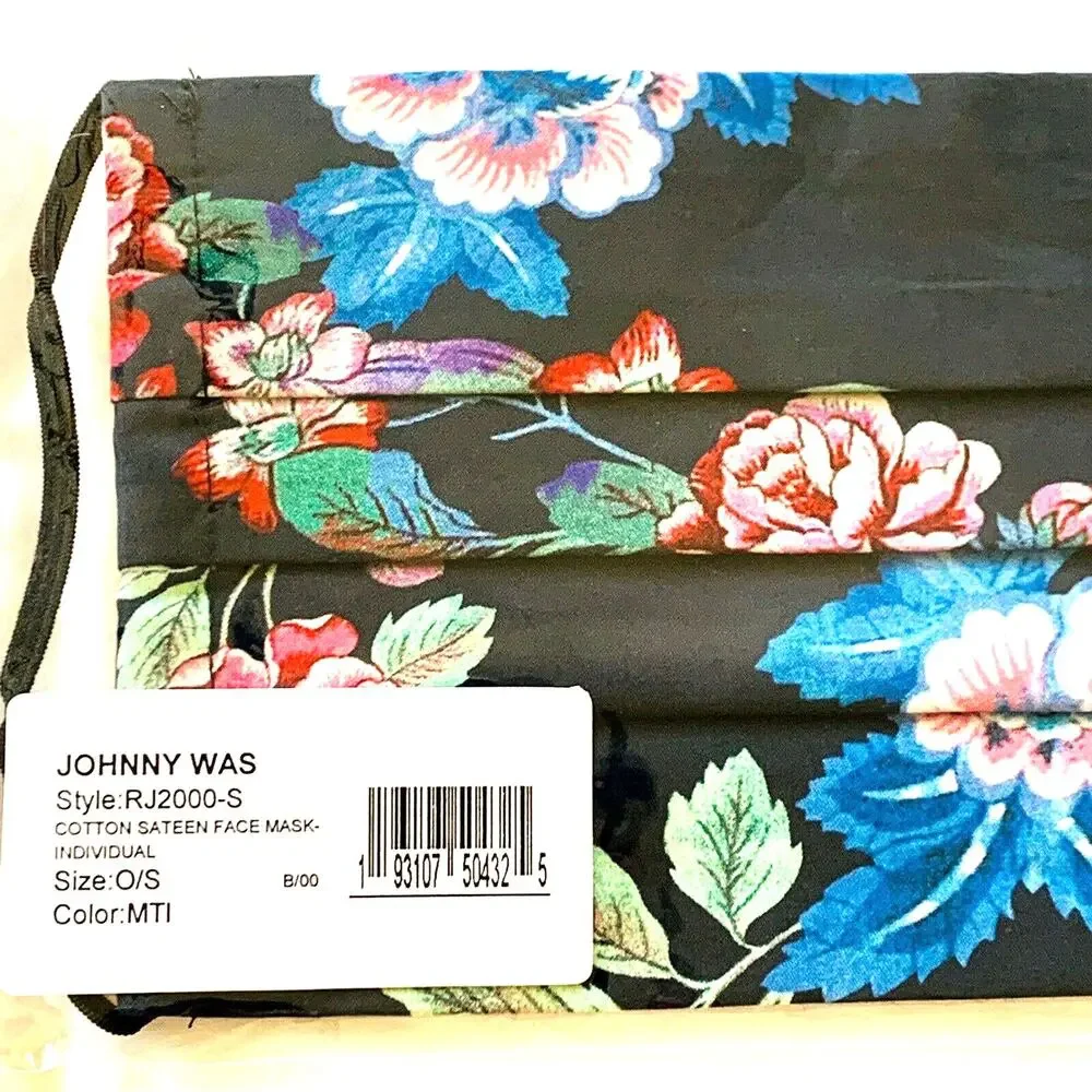 JOHNNY WAS Face Mask Designer Floral Cotton Face Mask